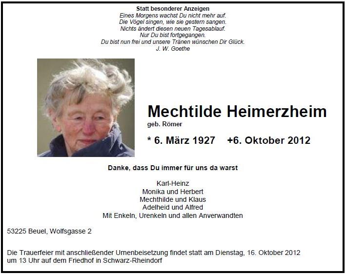Mechtilde Heimerzheim Beuel